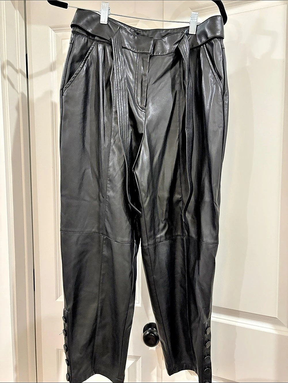 RYGRASS Black Leather-Look Straight Leg Pants Size 8
